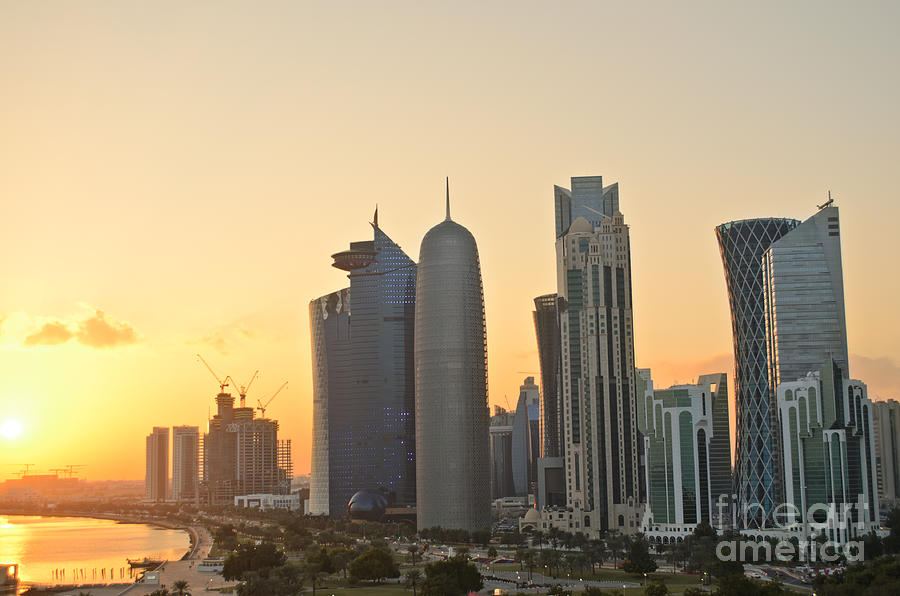 Doha skyline at sunset Photograph by IPics Photography - Fine Art America