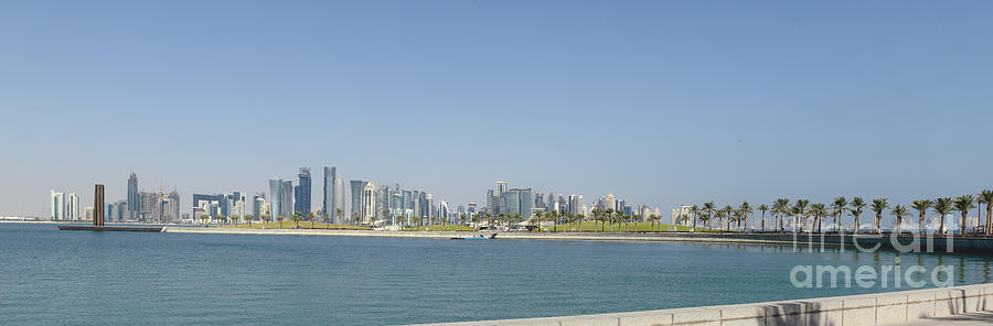 Doha city skyline from Museum Park Photograph by Paul Cowan