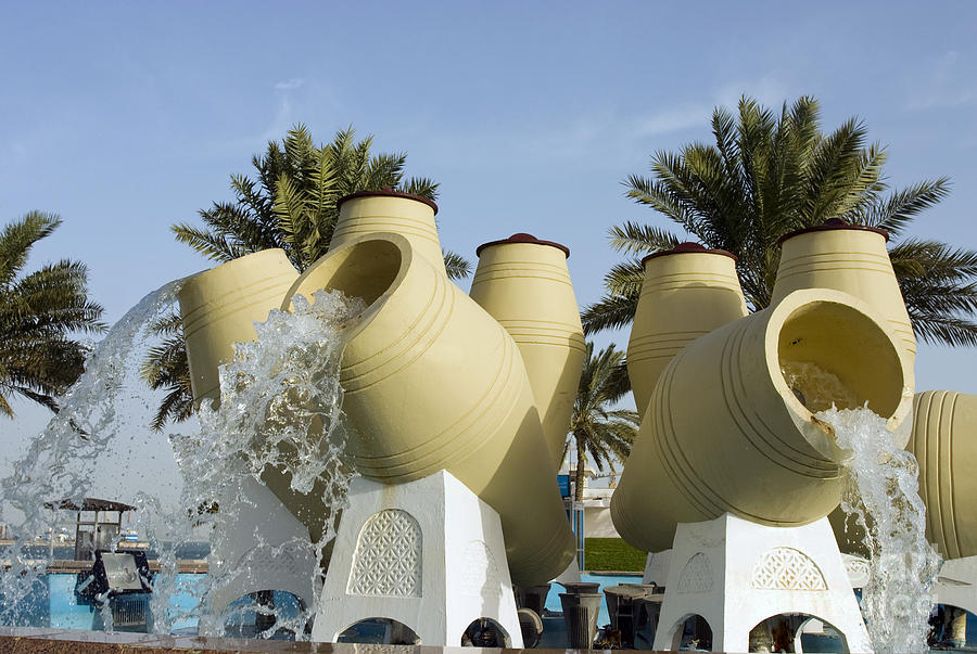 Doha Water Pots fountain Photograph by Paul Cowan
