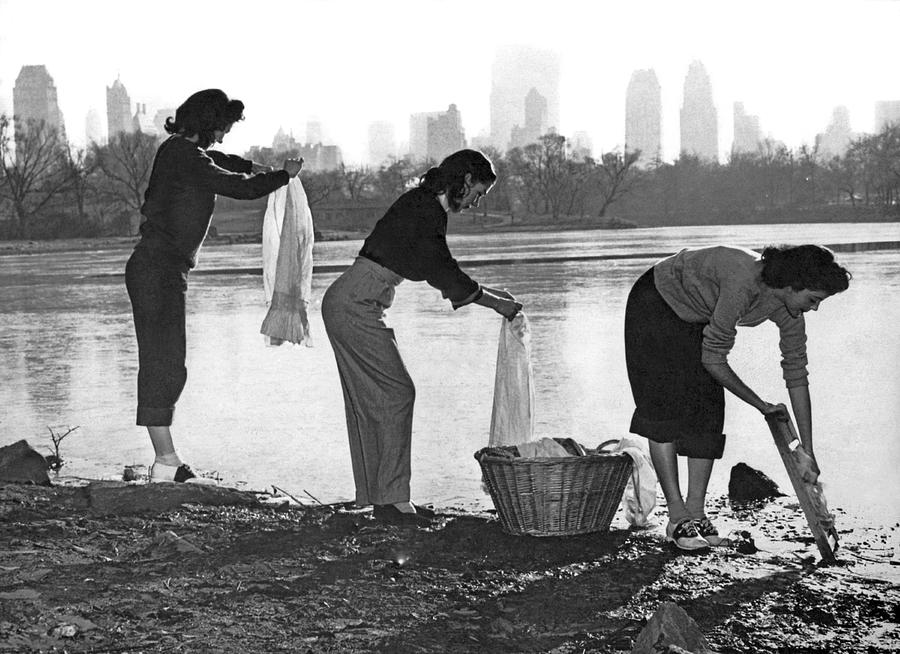 Doing Laundry In Central Park Photograph by Underwood Archives