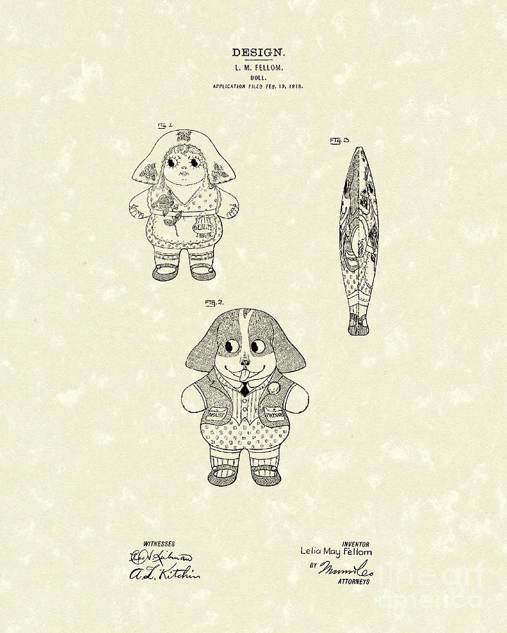 Doll Patent Art Drawing by Prior Art Design