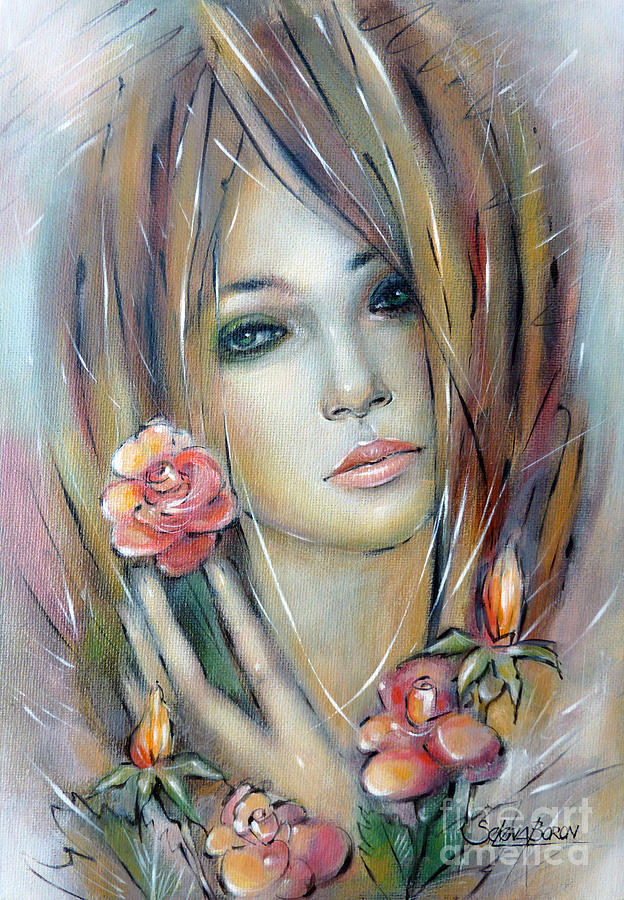 Rose Painting - Doll With Roses 010111 by Selena Boron