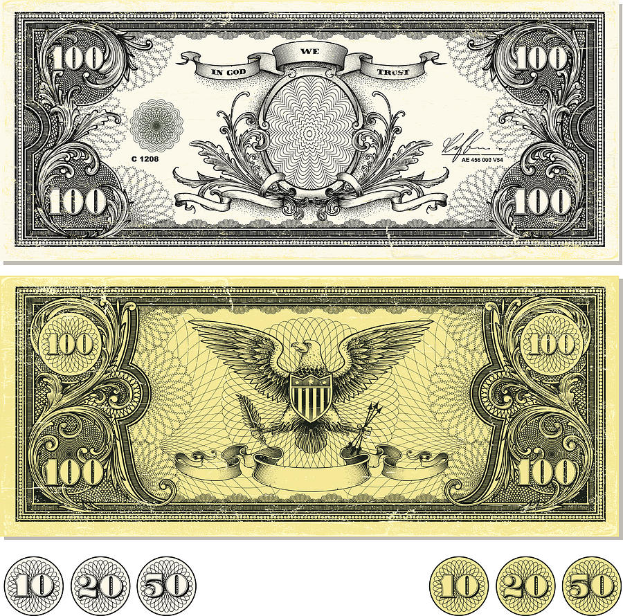 Dollar Bill Design Drawing by Man_Half-tube