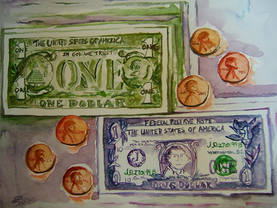 Dollars and Cents Painting by Elaine Duras