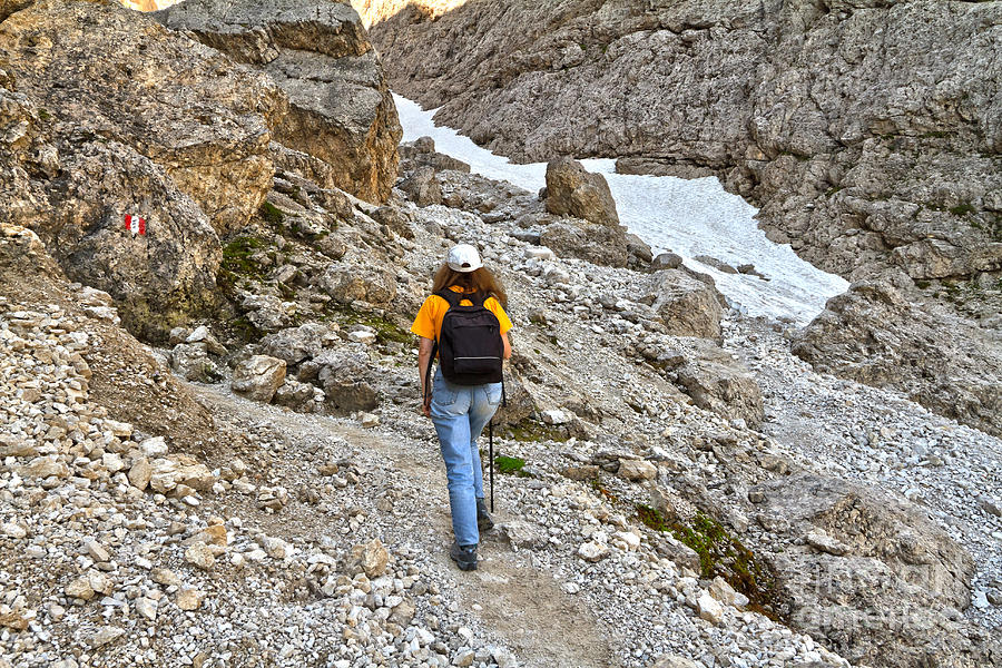 Dolomiti - hiker in Val Setus Photograph by Antonio Scarpi