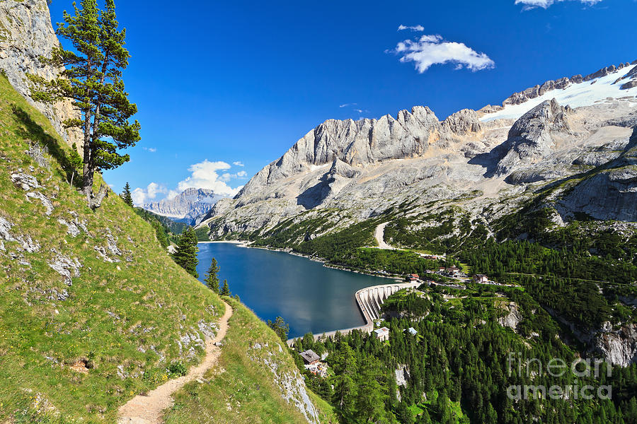 Dolomiti - Fedaia pass with lake Photograph by Antonio Scarpi