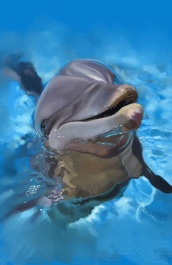 Dolphin Digital Art by Arie Van der Wijst