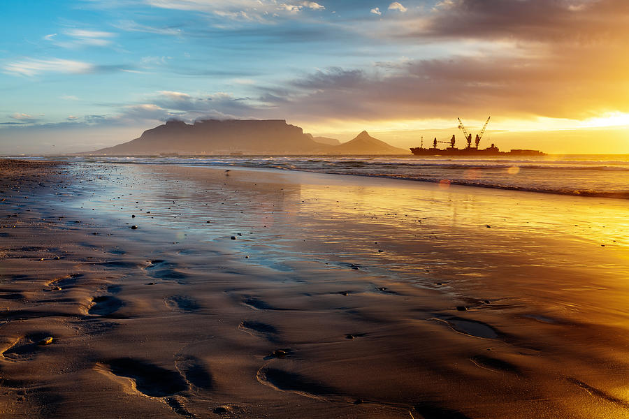 Dolphin beach sunset, Cape town Photograph by Tony Hawthorne