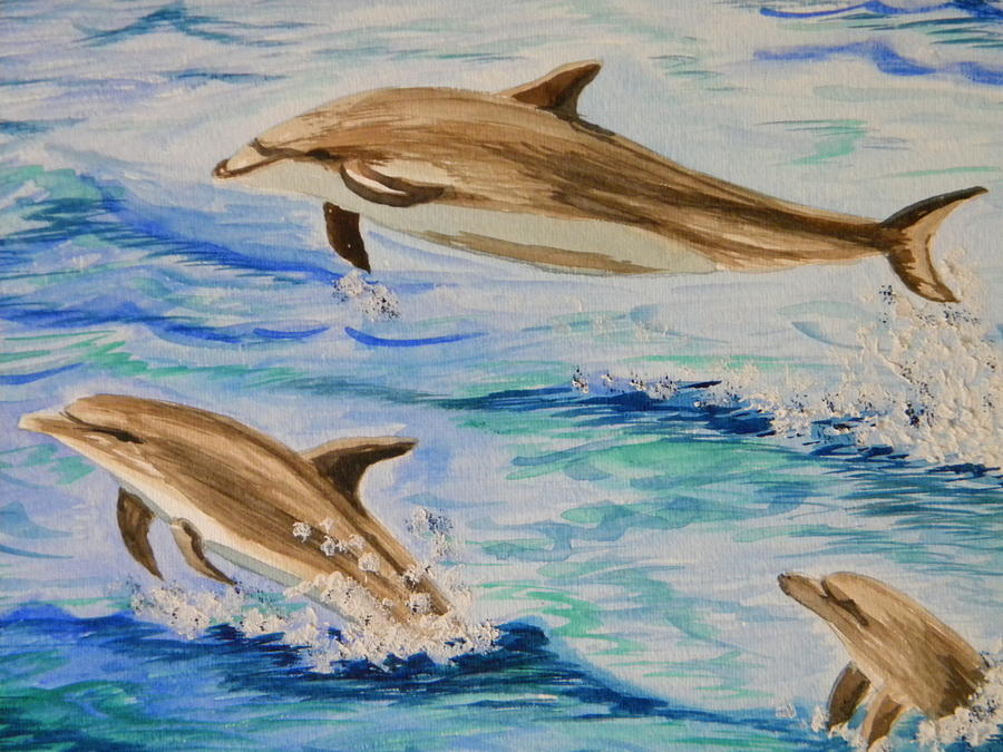 Dolphin Breach Painting by Eric Johansen