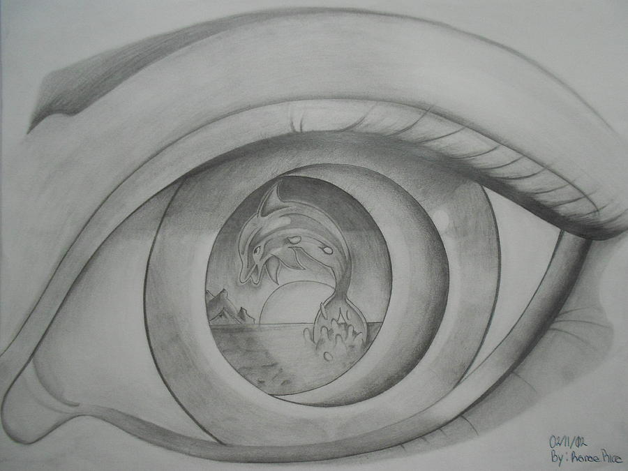 Dolphin Eye Drawing by Renee Rice | Fine Art America