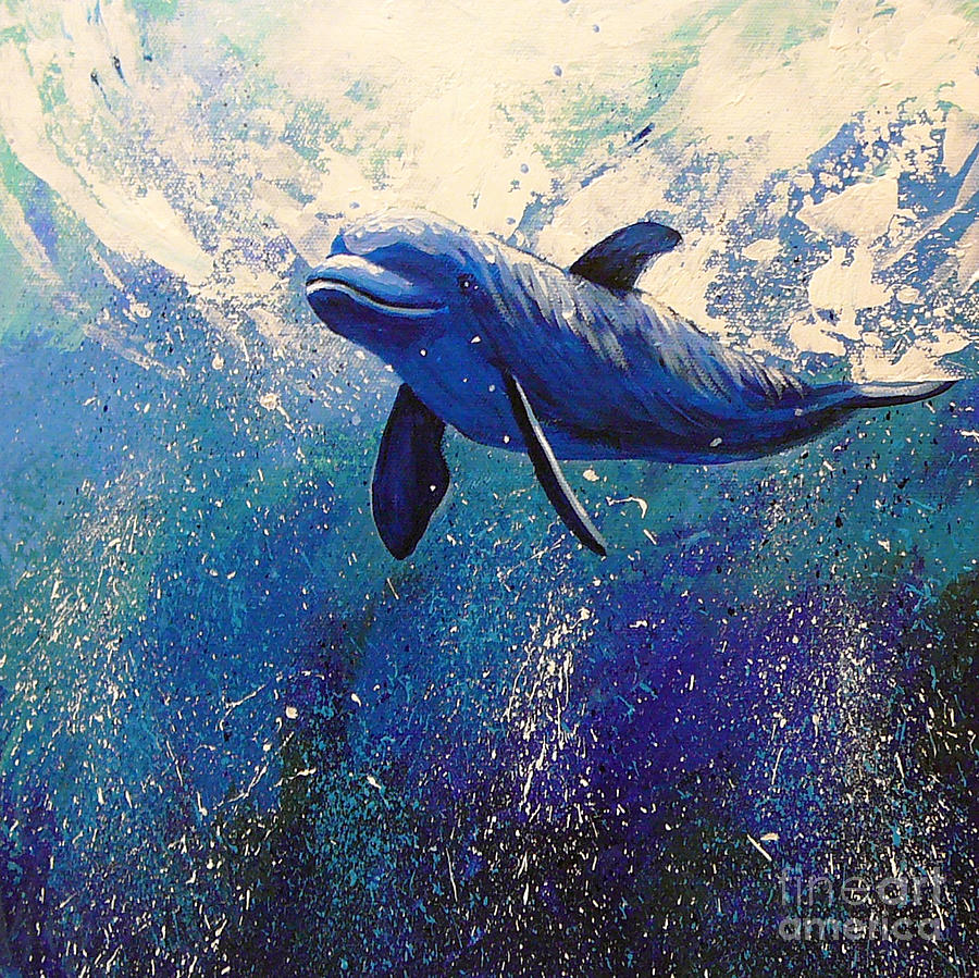 Dolphin Play Painting by Gayle Utter