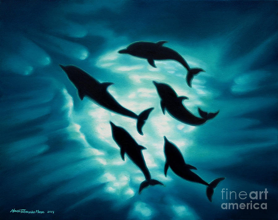 dolphin silhouette painting