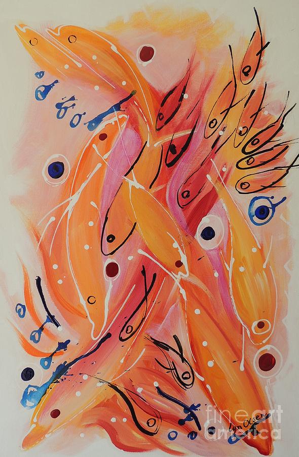 Dolphins and Fish Painting by Lyn Olsen