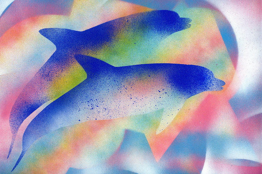 Dolphins 2 Painting by Hakon Soreide
