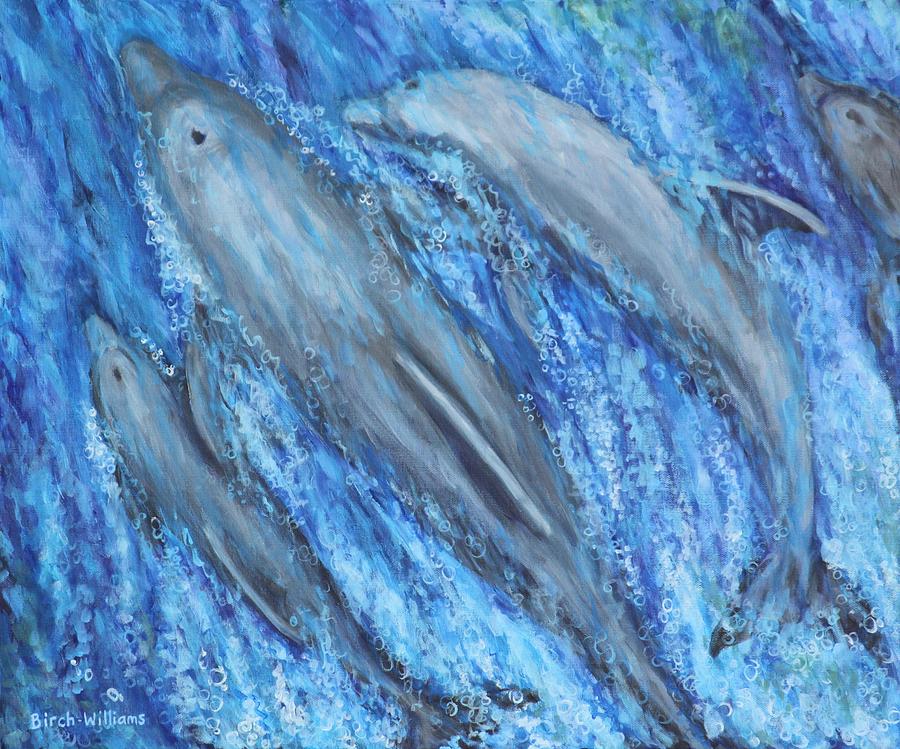 Dolphin Painting - Dolphins at Play by Penny Birch-Williams