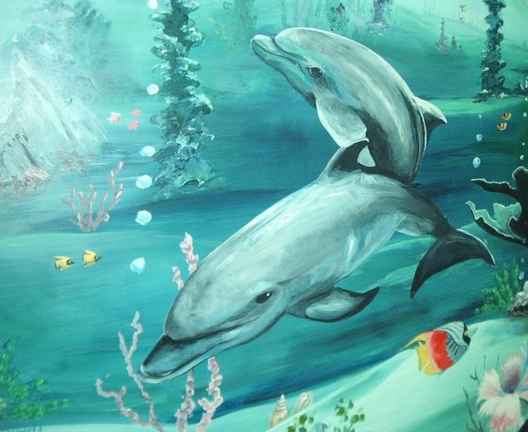 Dolphins Painting by Carole Powell