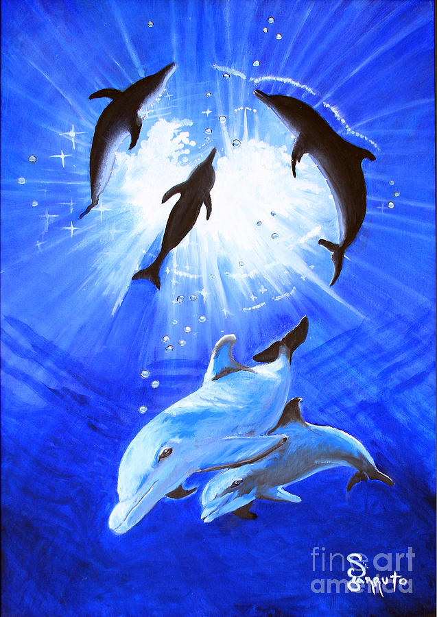 Dolphins in the Light Painting by Assunta Bailey | Fine Art America