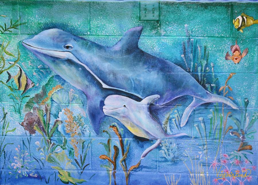 Dolphins Painting by Virginia Bond