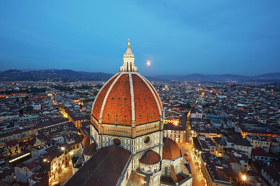 Dome Of Florence Cathedral By Moonlight Photograph by Allan Baxter