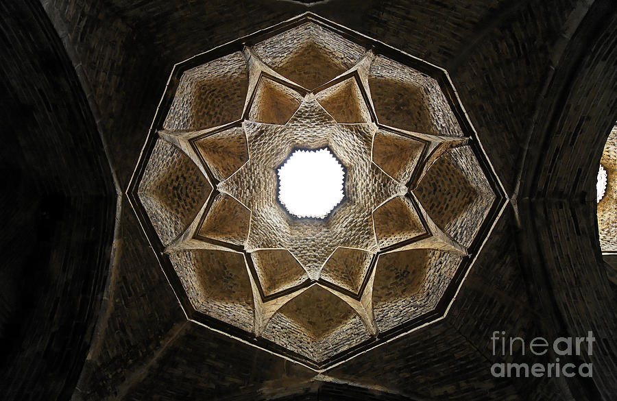 Architecture Photograph - Domed ceiling inside the Friday Mosque at Isfahan in Iran by Robert Preston