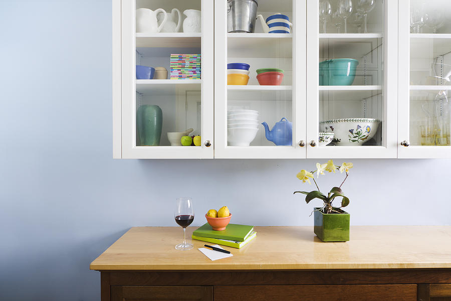 Domestic Kitchen Counter Top and Cabinet Display of Neat Organization Photograph by YinYang