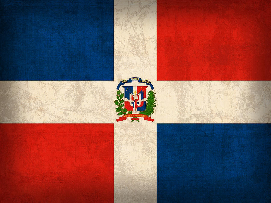 Dominican Republic Flag Vintage Distressed Finish Mixed Media by Design