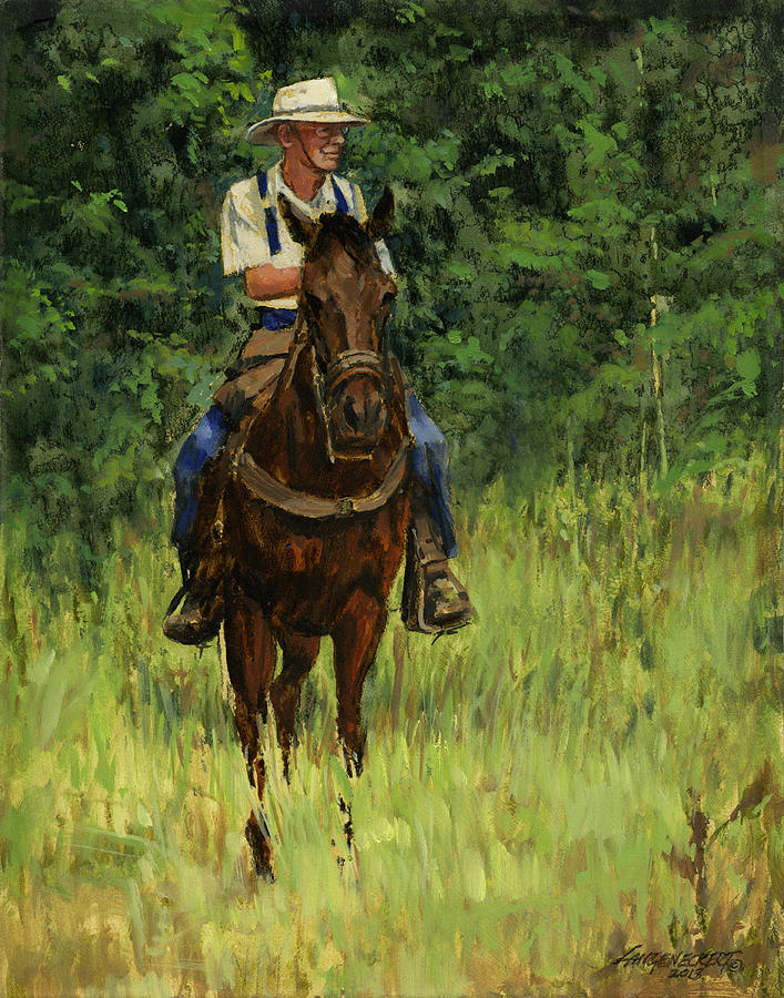 St. Louis Painting - Jack on His Horse Chico by Don  Langeneckert