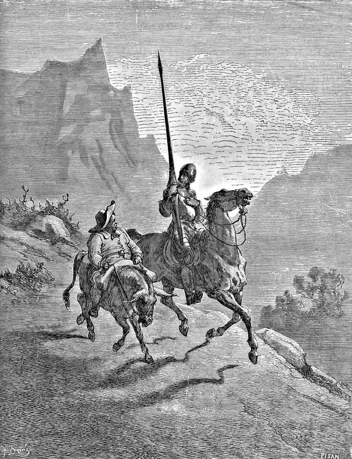 Gustave Dore Drawing - Don Quixote and Sancho Panza Illustration by Gustave Dore