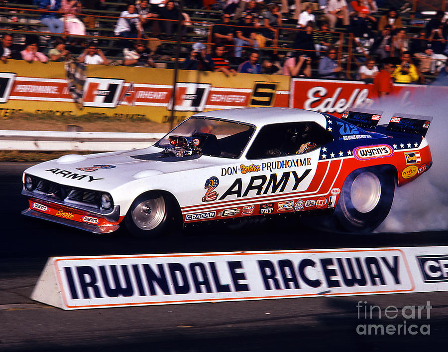 Snake Photograph - Don The Snake Prudhomme Irwindale Raceway 1970s by Howard Koby