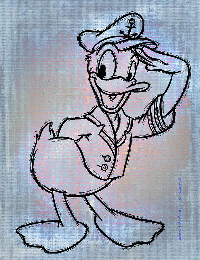 Donald Duck Salute sketchy Digital Art by Paulette B Wright