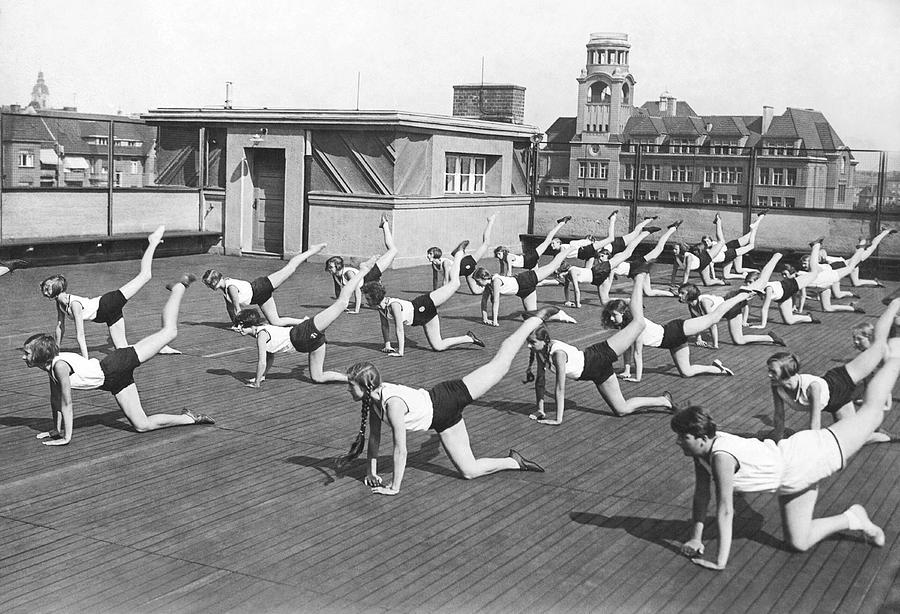 Donkey Kick Exercising Photograph by Underwood Archives