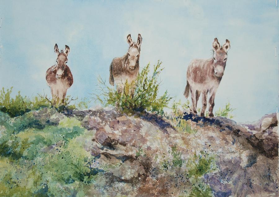 Donkeys Painting by Marilyn  Clement