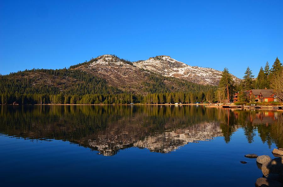Donner Lake Ca Photograph - Donner Lake Cabin Reflection by Marilyn MacCrakin