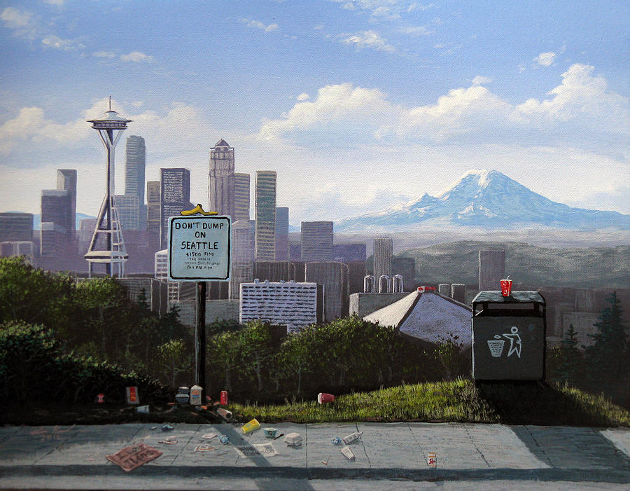 Seattle Painting - Dont Dump on Seattle by Ian Henderson