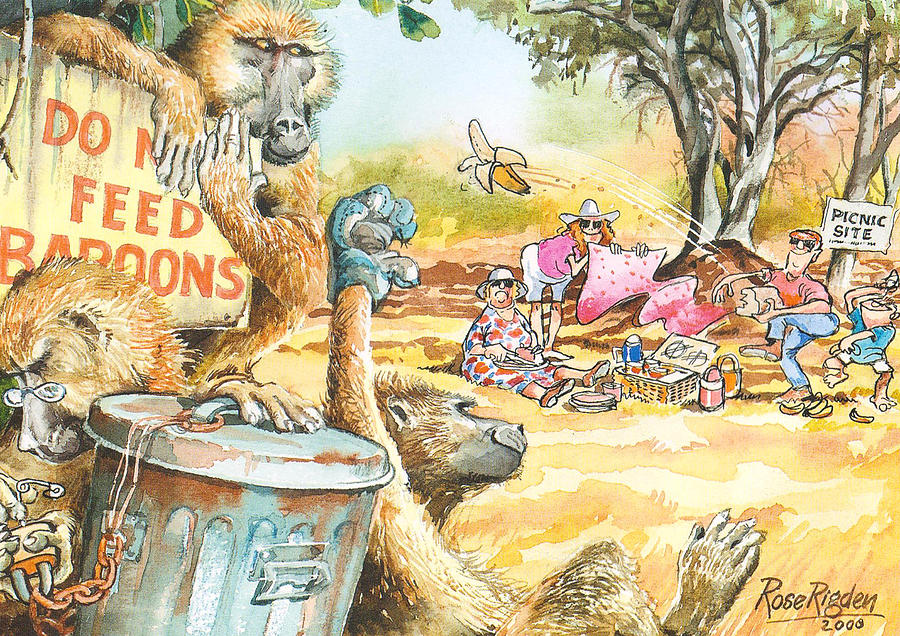 Rose Rigden Don't feed baboons Painting by Rose Rigden - Fine Art America