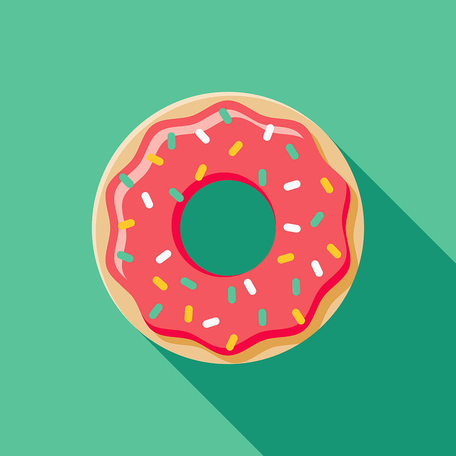 Donut Flat Design Fast Food Icon Drawing by Bortonia