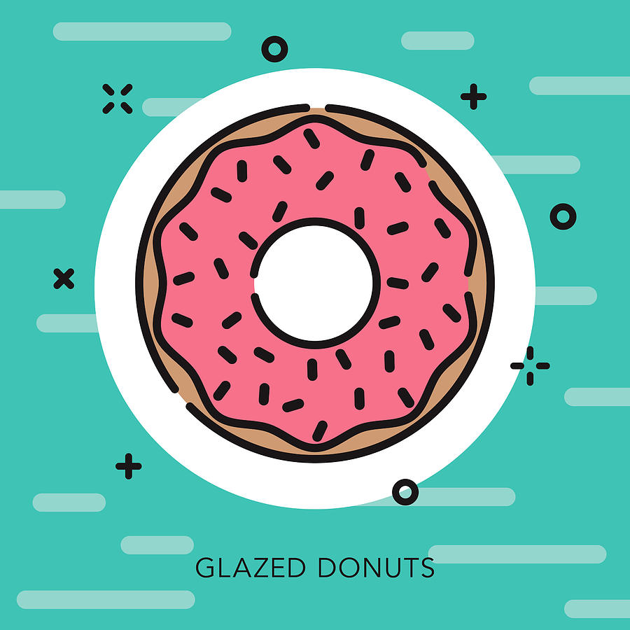 Donut Open Outline Baking Icon Drawing by Bortonia