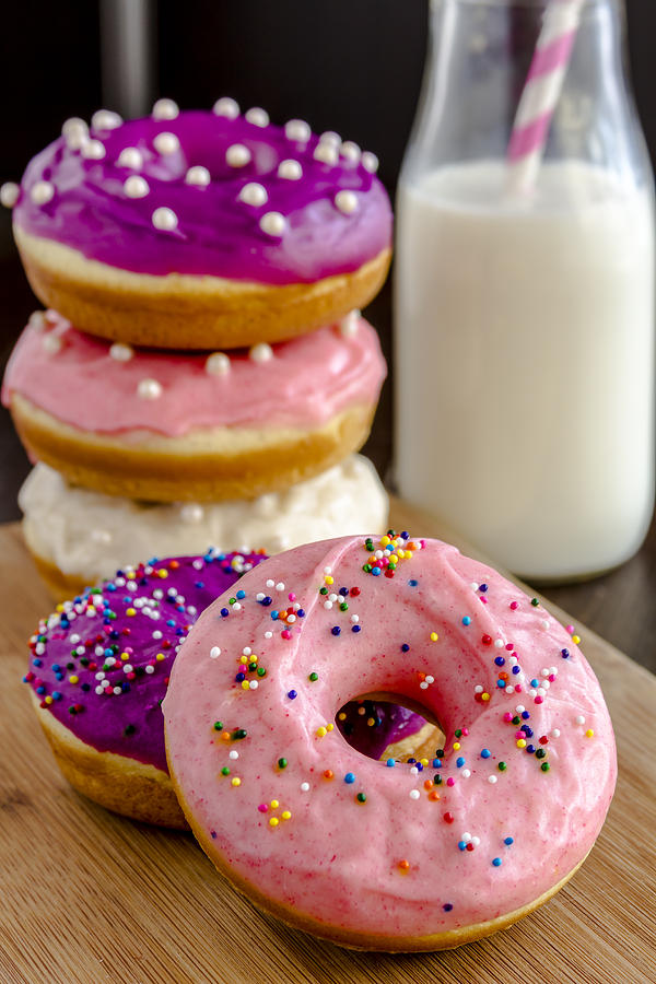 Bread Photograph - Donuts and Milk by Teri Virbickis