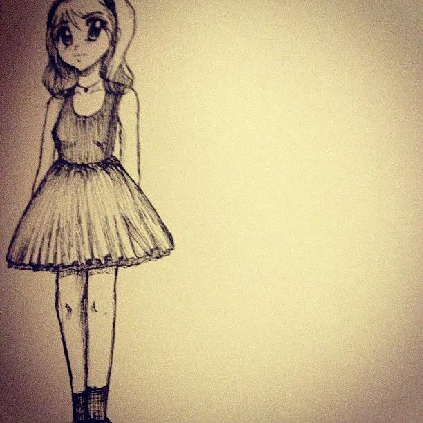 Cute Photograph - #doodle #art #anime #cute #girl #dress by Rachel Korsen