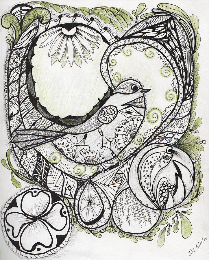 Bird Drawing - Doodle bird by Joy Luebbert