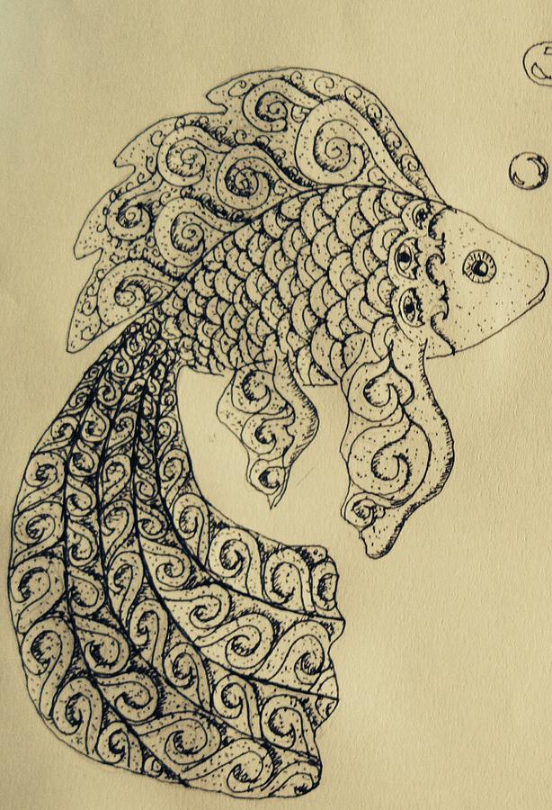 Doodle fish 1 Drawing by Megan Walsh