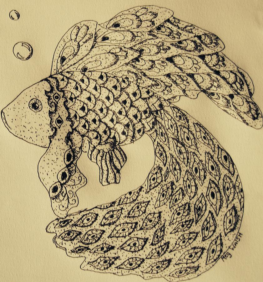 Doodle fish 2 Drawing by Megan Walsh
