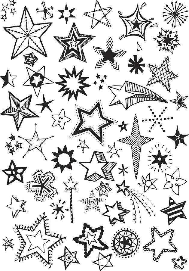 Doodle Stars Drawing by Charmedesign