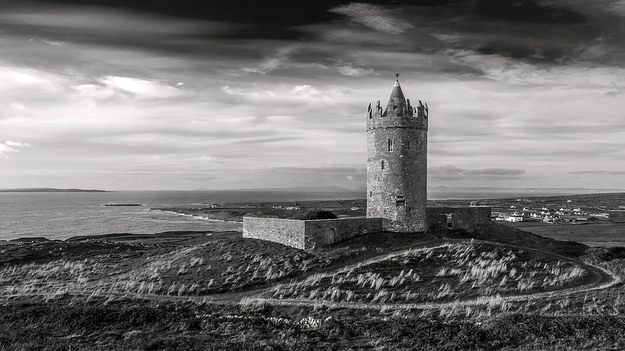 Castle Photograph - Doonagore Castle Black and White by Pierre Leclerc Photography