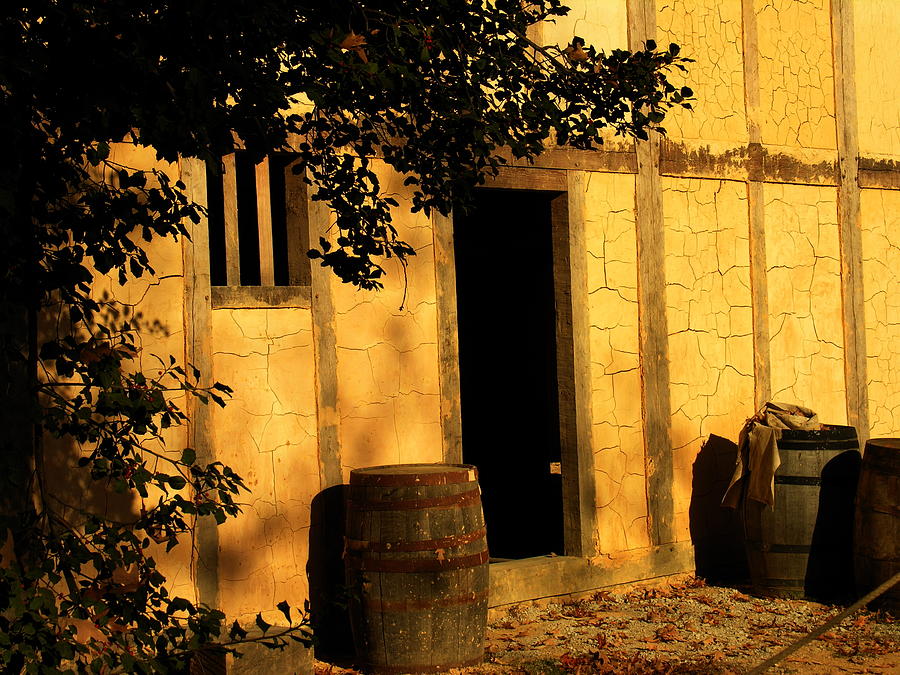 Door and Barrels - Jamestown VA Photograph by Jacqueline M Lewis