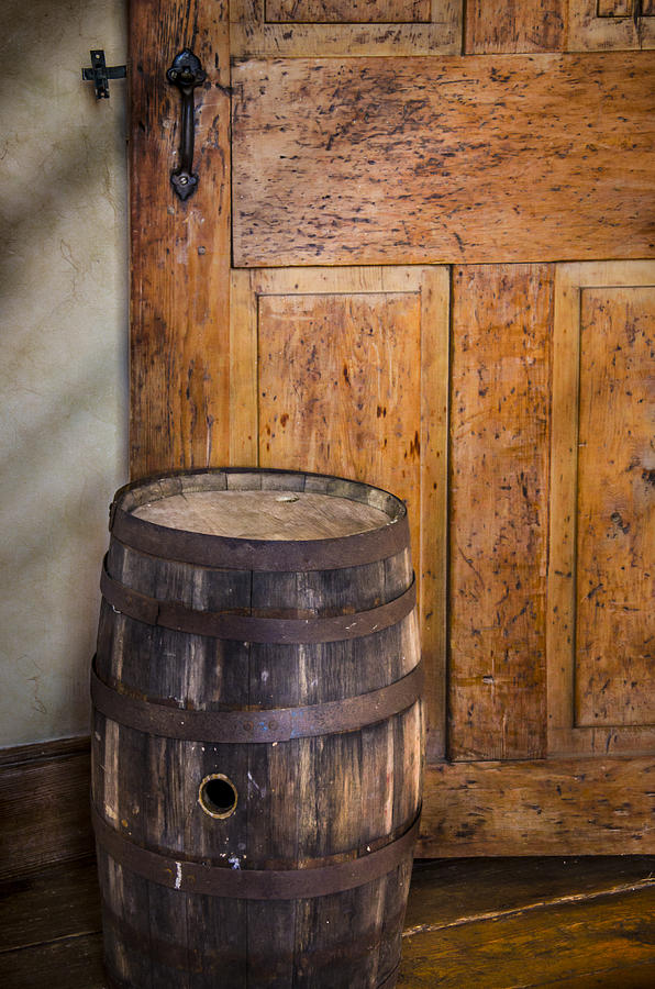 Wine Photograph - Door and Cask by Bradley Clay