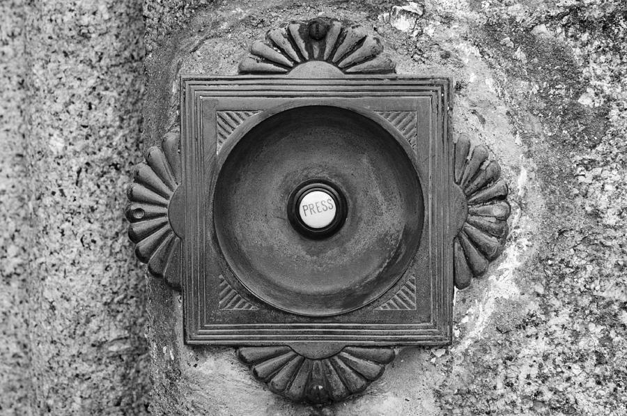 Black And White Photograph - Door Bell by Chevy Fleet