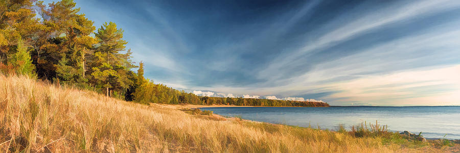 Door County Europe Bay Panorama Painting by Christopher Arndt