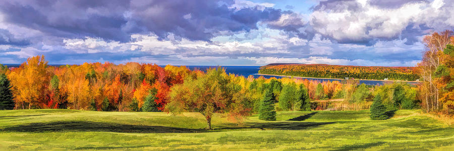 Fall Painting - Door County Grand View Scenic Overlook Panorama by Christopher Arndt
