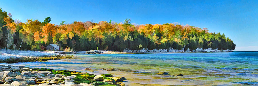 Door County Wisconsin Bay Panorama Painting by Christopher Arndt